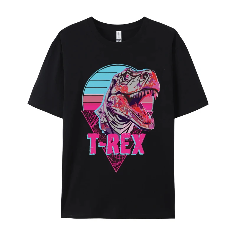 Vaporwave Trex Tyrannosaurus T-shirt Men T-shirts Printed Cotton Tops Japan Style Casual Clothes Fast Ship