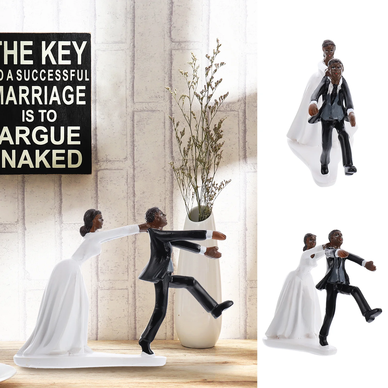 

1Pcs Black Groom Wedding Cake Topper Resin Smooth Surface Bride Groom Decoration Wedding Party Dessert Adornment