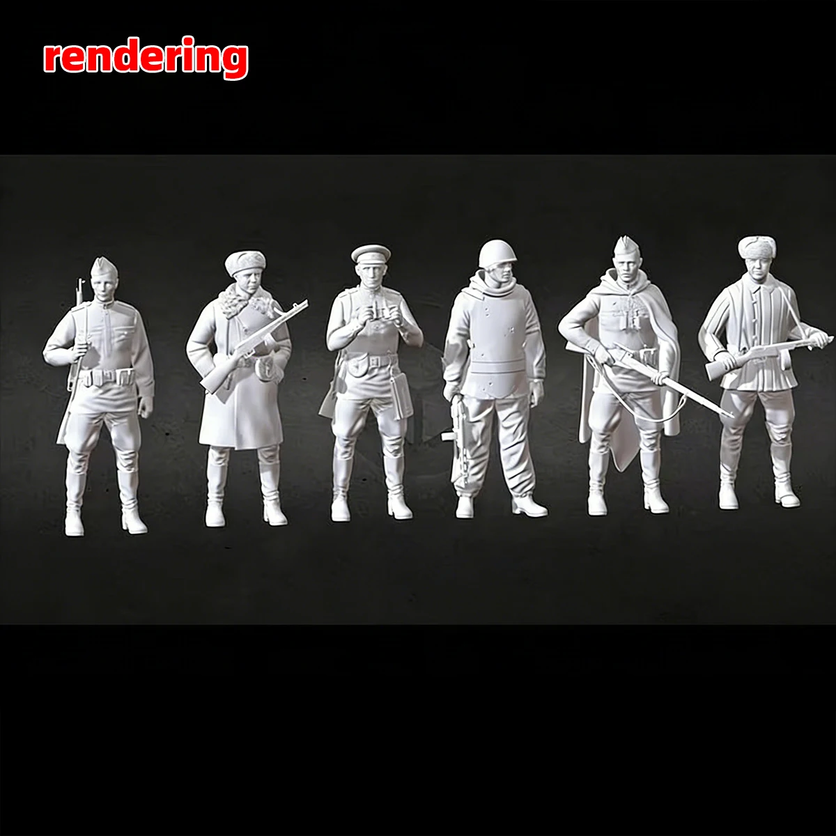 Maßstabsgetreuer Miniaturmodellbausatz, sowjetische Soldaten, Offiziere, Set, Militär, zum Zusammenbauen, unbemalte Figuren, Diorama, 1939–1945, 6 Stück, 1/35, 1/48, 1/72 – Detail 9