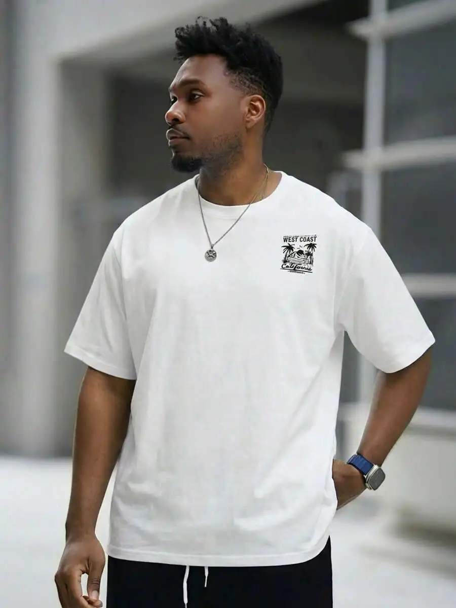 

Mens Loose Fit Printed Short Sleeve T-Shirt Summer Casual Tee
