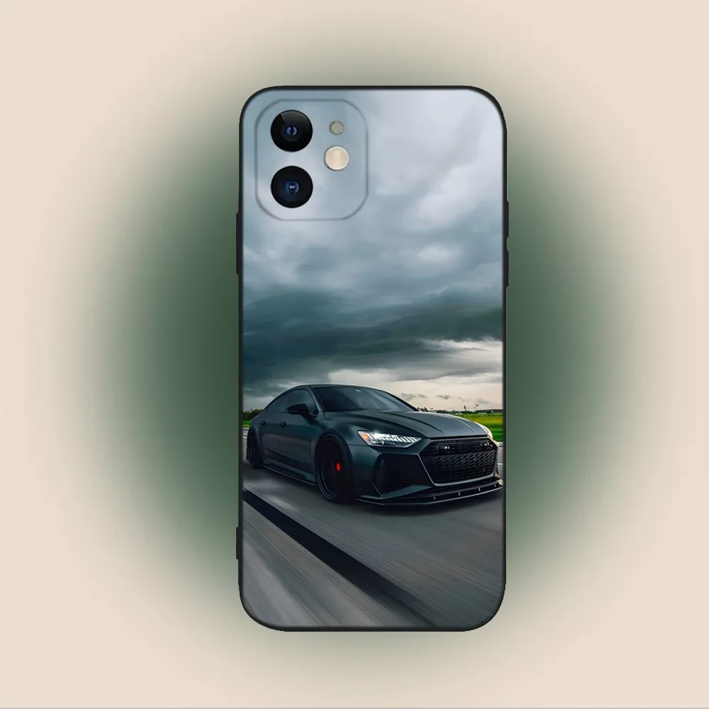 A-Audi R8 RS6 RS7 Sports Car Phone Case For iPhone 15,14,13,12,11,Plus,Pro Max,XS,X,XR,SE,Mini,8,7 Soft Silicone Black Cover