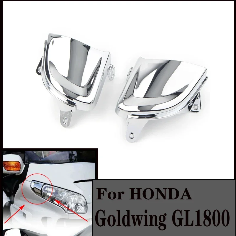

2x GL1800 Motorcycle Front Headlight Covers Decoration For Honda Goldwing Gold Wing GL 1800 2001-2008 2009 2010 2011 Chrome ABS