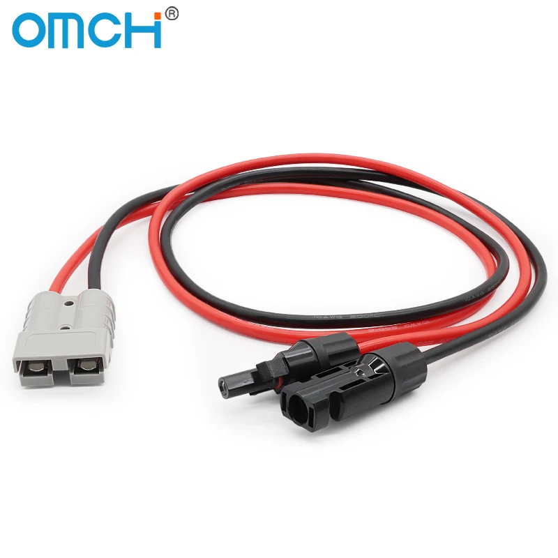 OMCH 50/100CM Solar Panel Extension Cable 6mm2 10AWG with 50A Connector for Car Battery and Solar Panel Connect