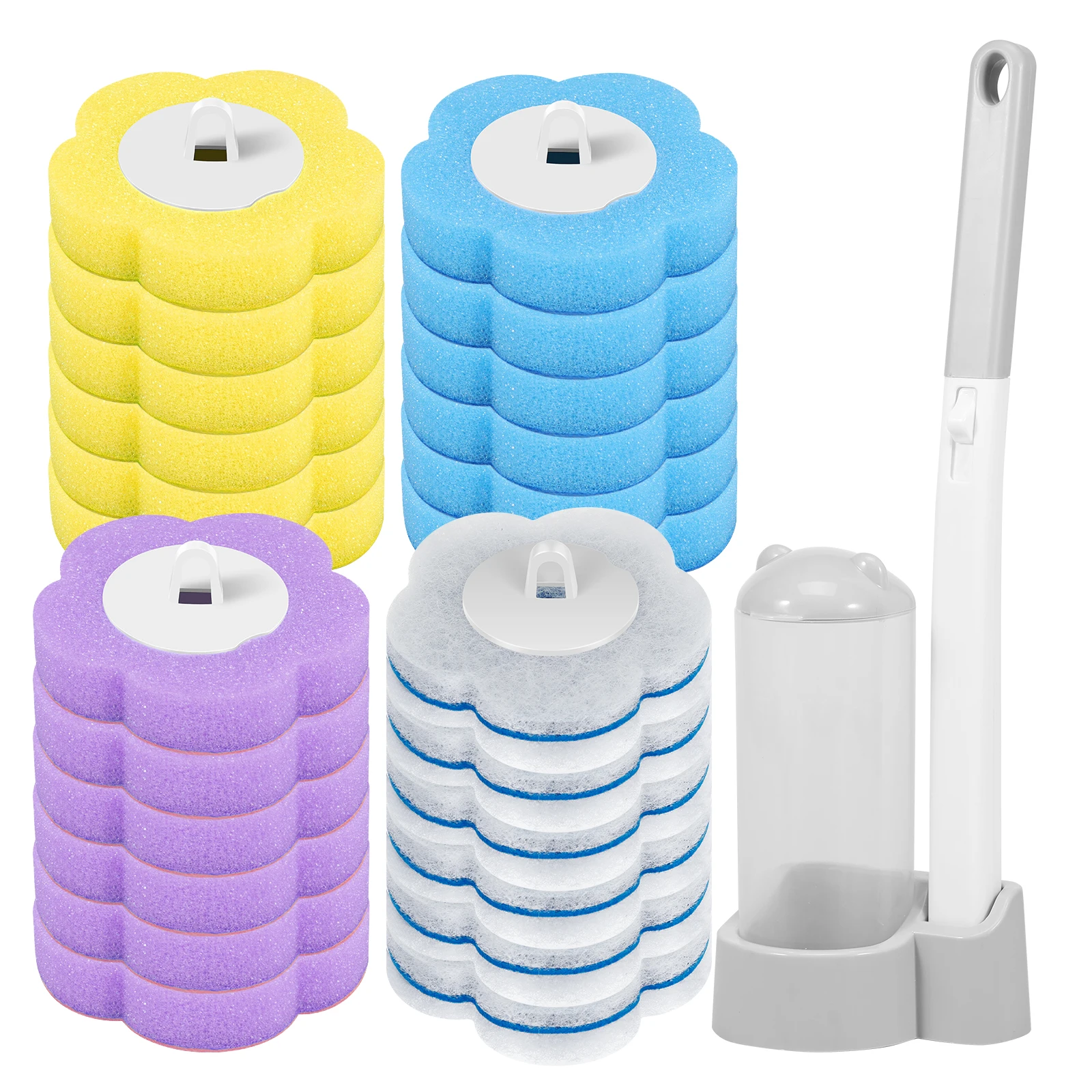 Toiletborstel en houderset met wegwerp navullingen, vervangende borstelkop, reinigingsset, badkamerreinigingsborstel, WC-accessoires, gereedschap