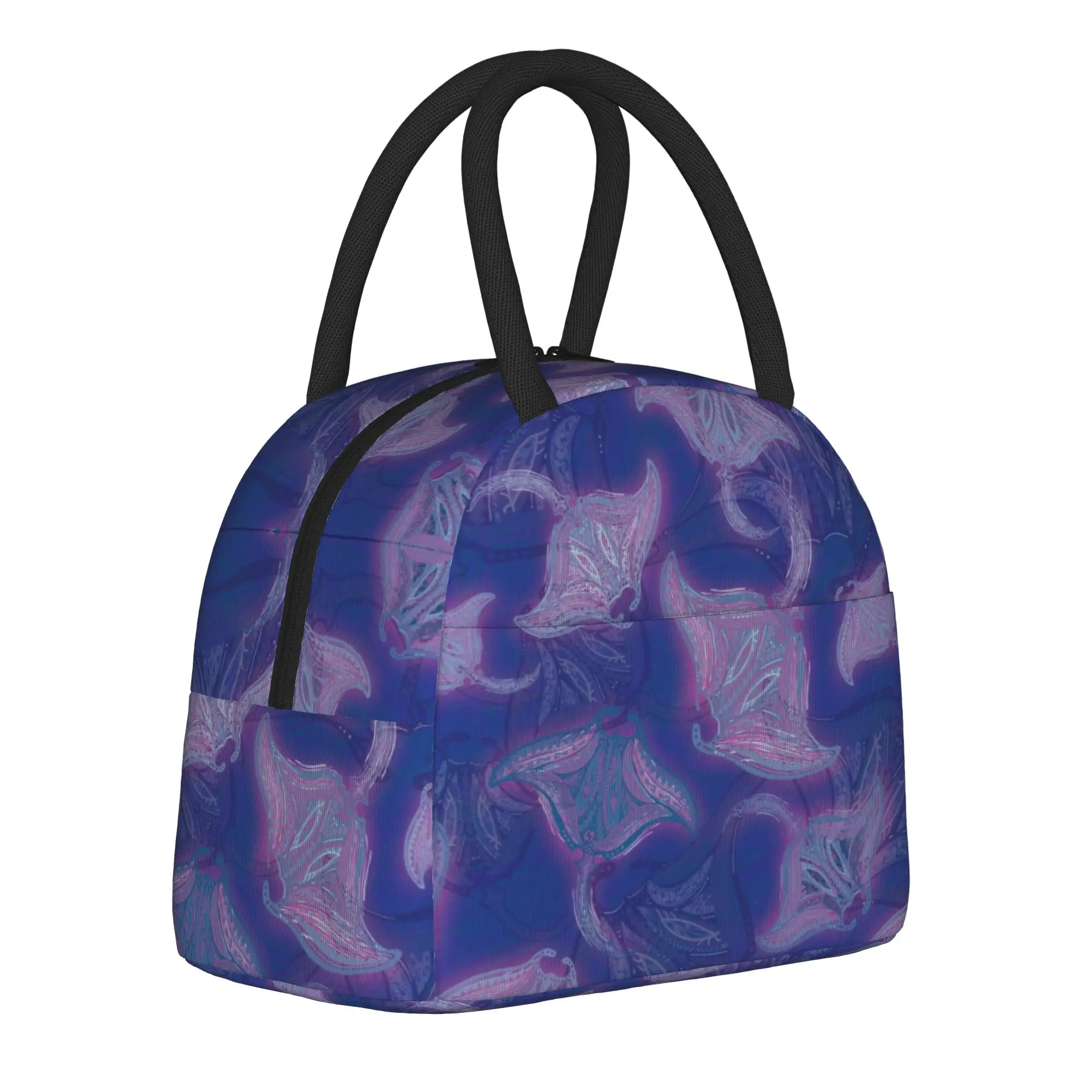 Naturally Graceful Polynesian Hawaiian Tribal Manta Ray Insulated Lunch Bags Bag ,Lunch Container Tote Lunch Box Food Handbags