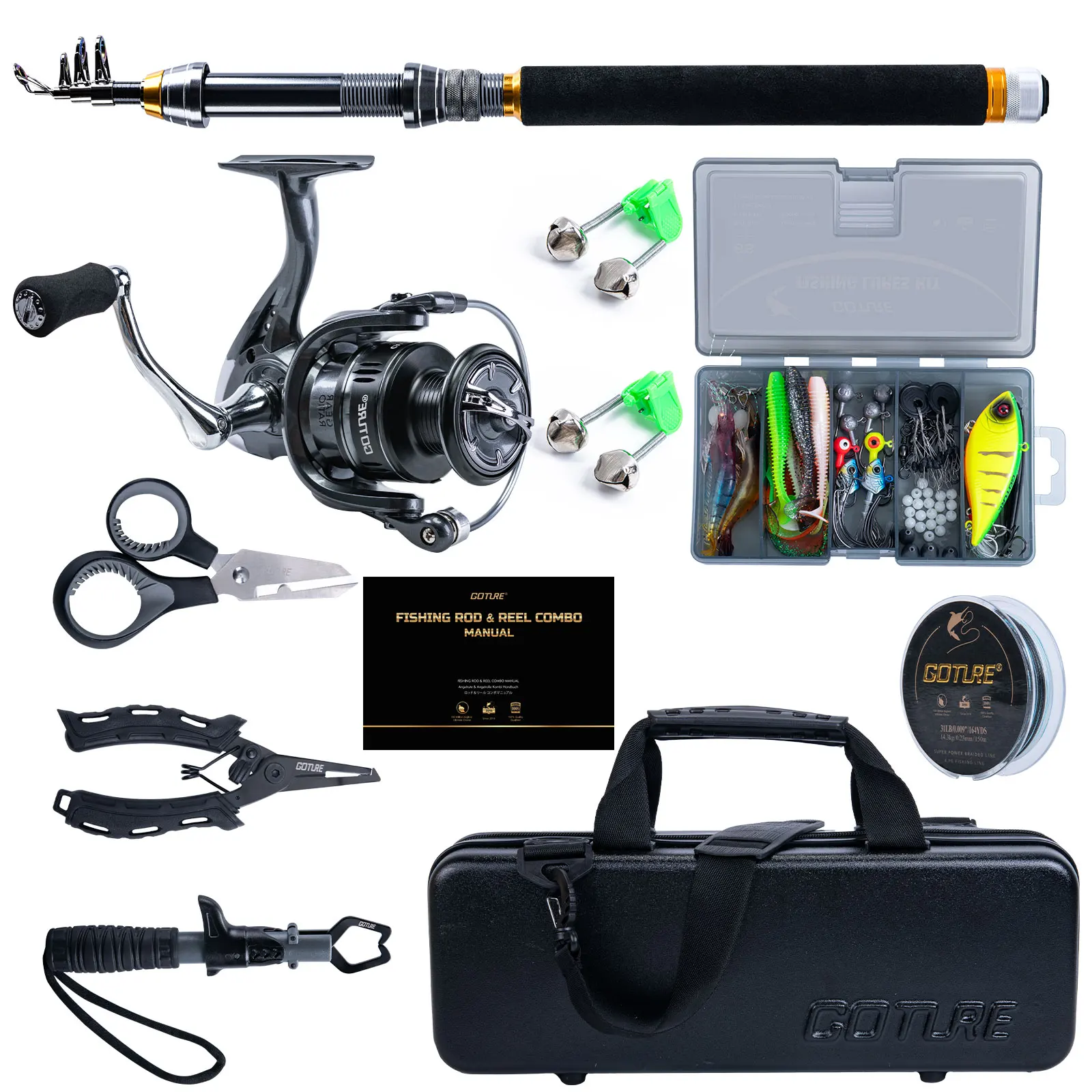 

Goture Telescopic Fishing Rod and Reel Combo Kit Fishing Pole Set Fishing Lures Hooks Travel Pole Set Christmas Gifts for Men