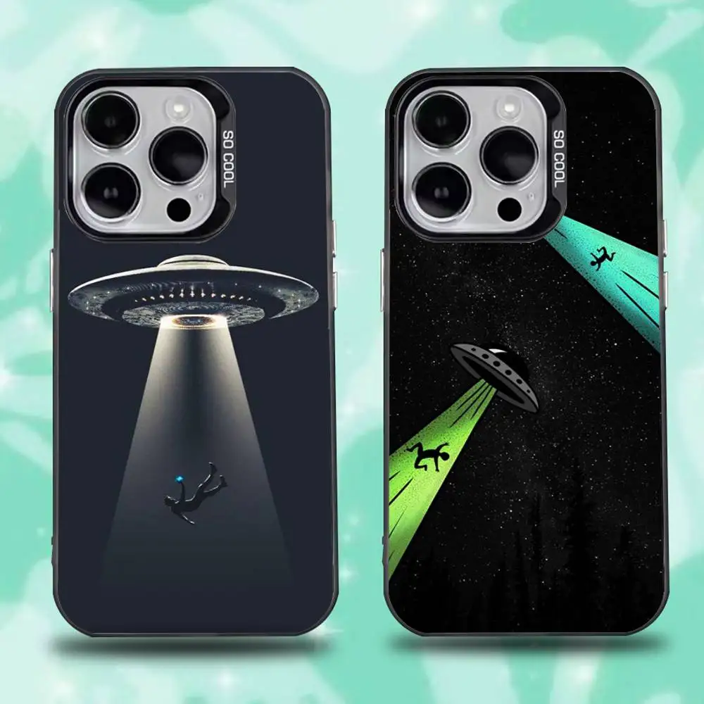

Alien Martian UFO Phone Case For iPhone 16,15,14,13,12,11,Mini,Pro,E,SE4,XS,MAX Black Candy Matte Cover