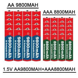 1.5V rechargeable battery 2024 best-selling AA9800mAh+AA8800mAh alkaline battery for microphones and MP3 players Free shipping