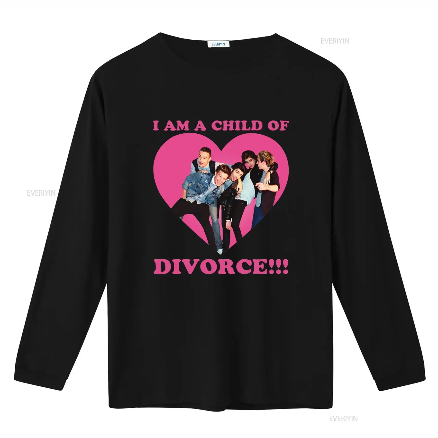I Am A Child of Divorce 1D Heart Pattern T Shirt vintage Washed homme fashion Comfortable Slightly designer clothes graphic