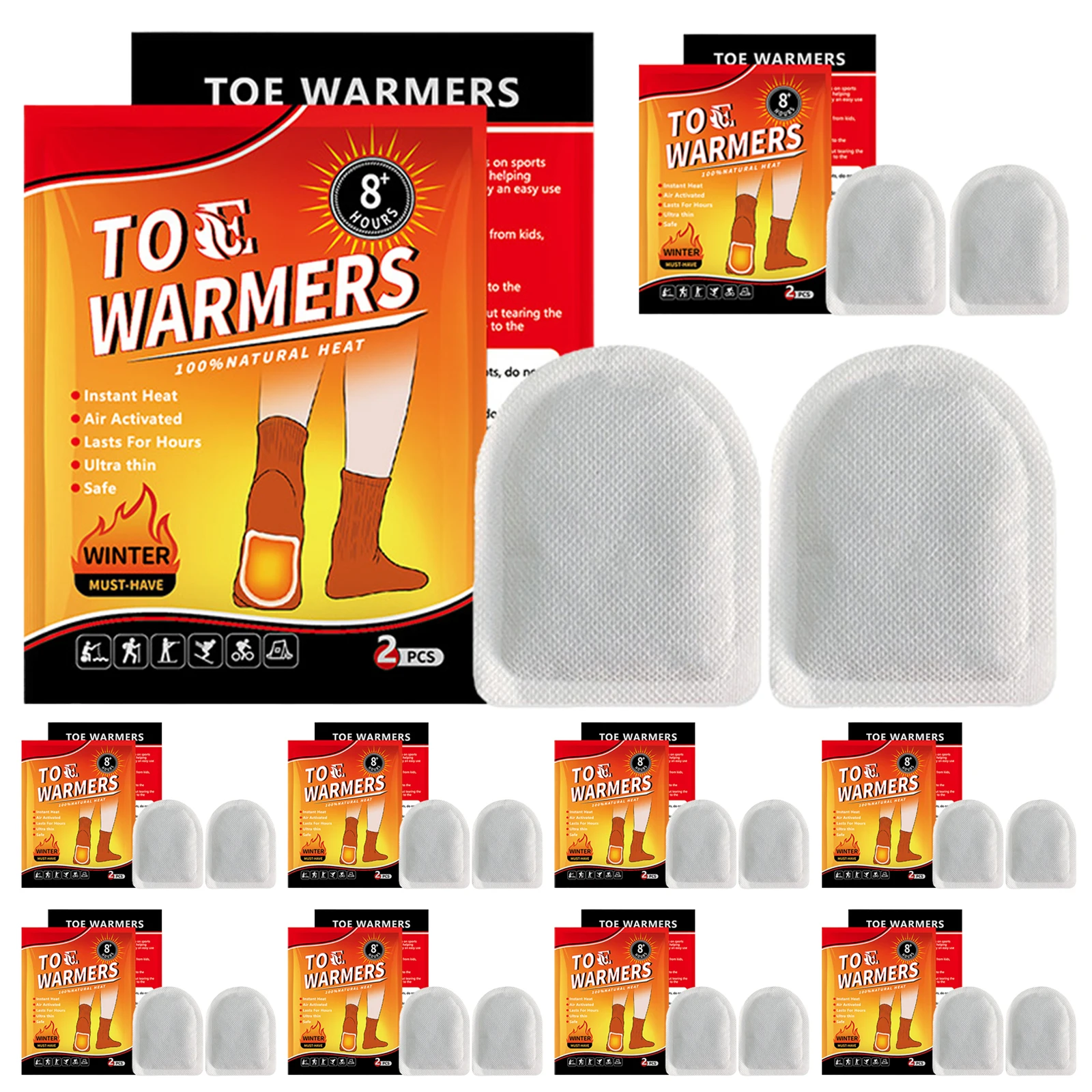 20 زوجًا من أجهزة تدفئة القدمين للاستعمال مرة واحدة حتى 8 ساعات من حزمة الحرارة بسهولة مع لاصق للأنشطة الرياضية للعمل في الهواء الطلق