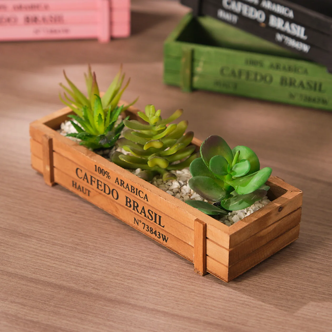 Retro Garden Plant Pot Vintage Wooden Storage Box for Sundries Stationery Pen Box Succulents Flower Pots Balcony Home Decoration