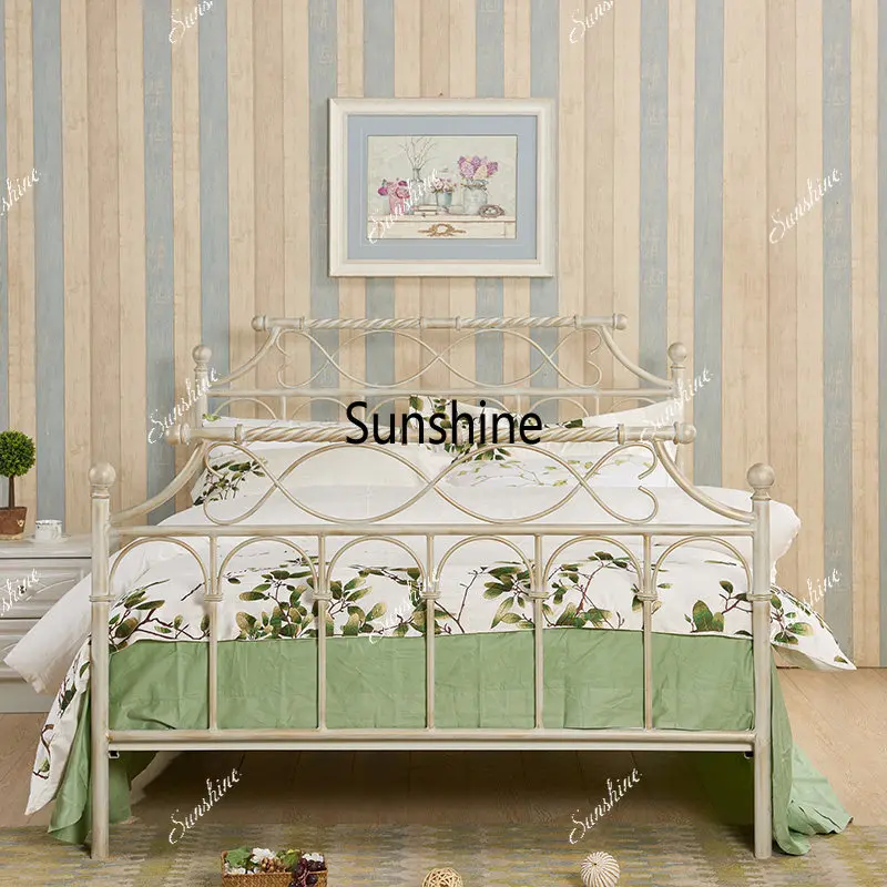 American country vintage handmade distressed high-end formaldehyde-free double wrought iron bed