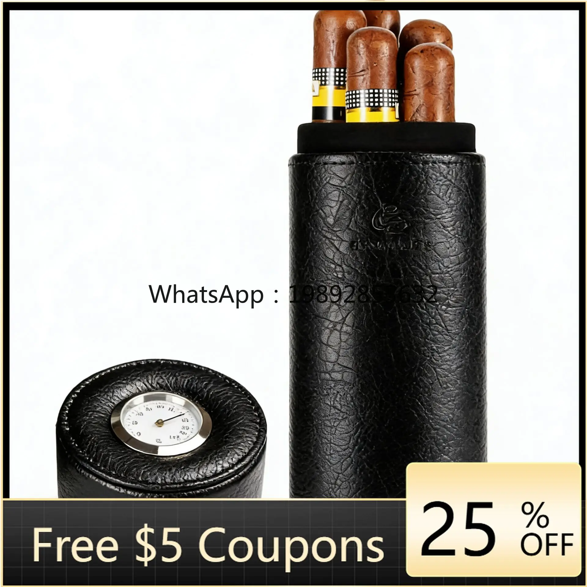 

GALINER Cedar Wood Travel Humidor Cigar Box Portable Leather Cigars Case With Hygrometer Humidifier Black Cigar Tube
