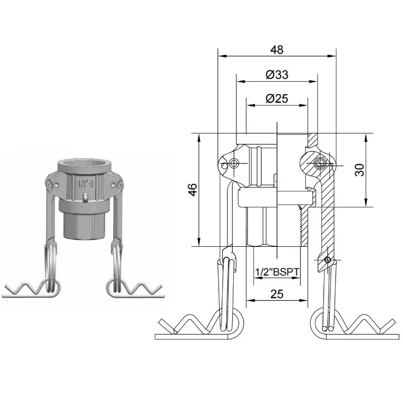 

DN15 Type D 304 Stainless Steel Quick Connect Fitting 1/2 Inch Heavy Duty Coupling for DIY Hydraulic Tools Home Repair