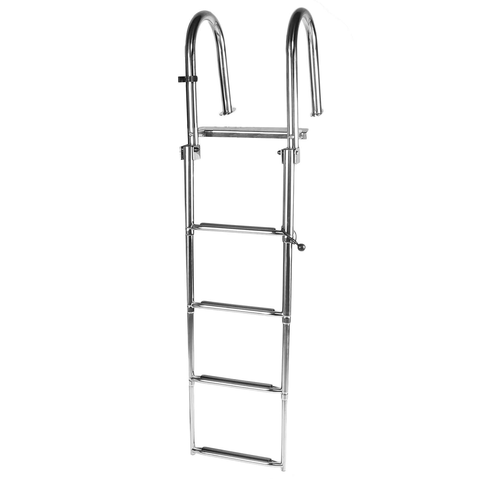 

Boat Ladder - Folding Telescopic 4-Steps, Welded Reinforce, Stainless Steel - Marine Dock Stair - Marine Ladder Accessory