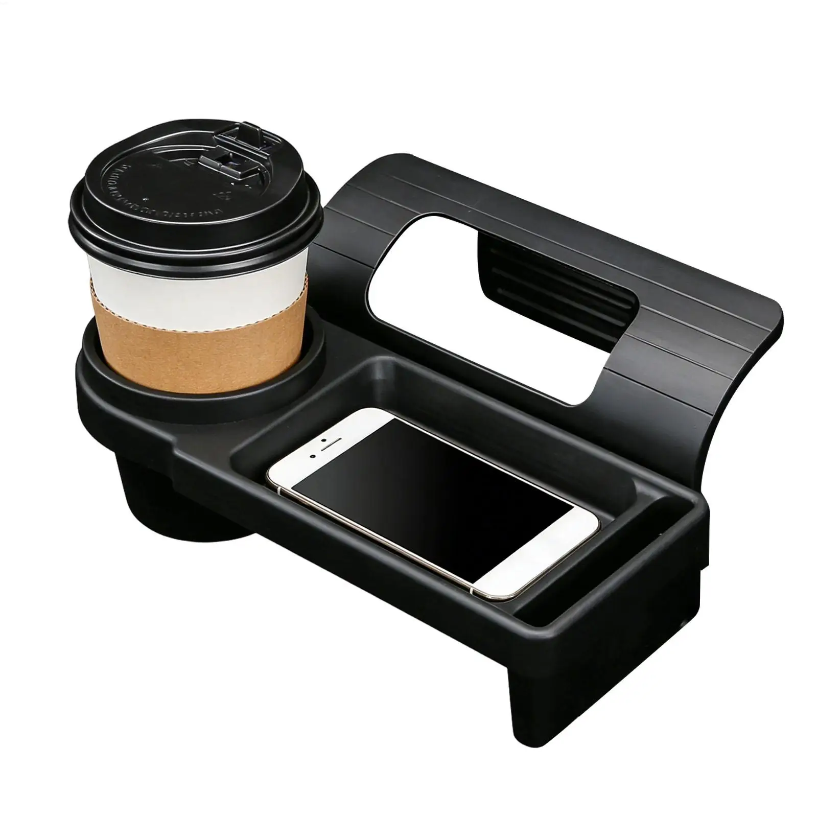 Car Drink Holder with Tray, Door Cup Holders for Vehicles Rack for Automotive Vehicle Truck Window Door Cell Phone Earphone Key
