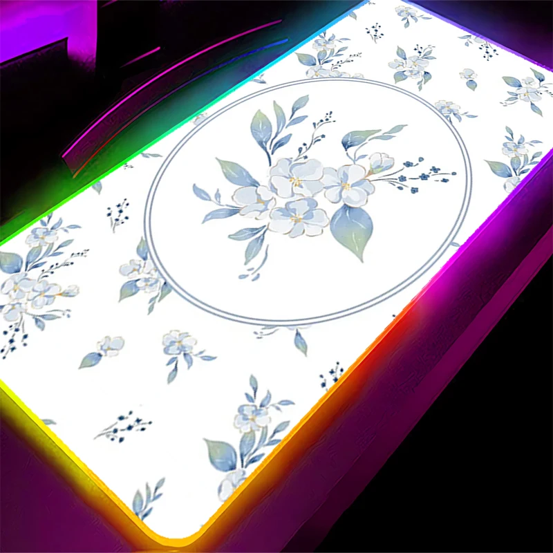 

RGB LED Mouse Pad H-hololive Hoshimachi Suisei Non-Slip Keyboard Pad HD Anime Gaming Mat PC Accessories Mousepad Rubber Desk Mat