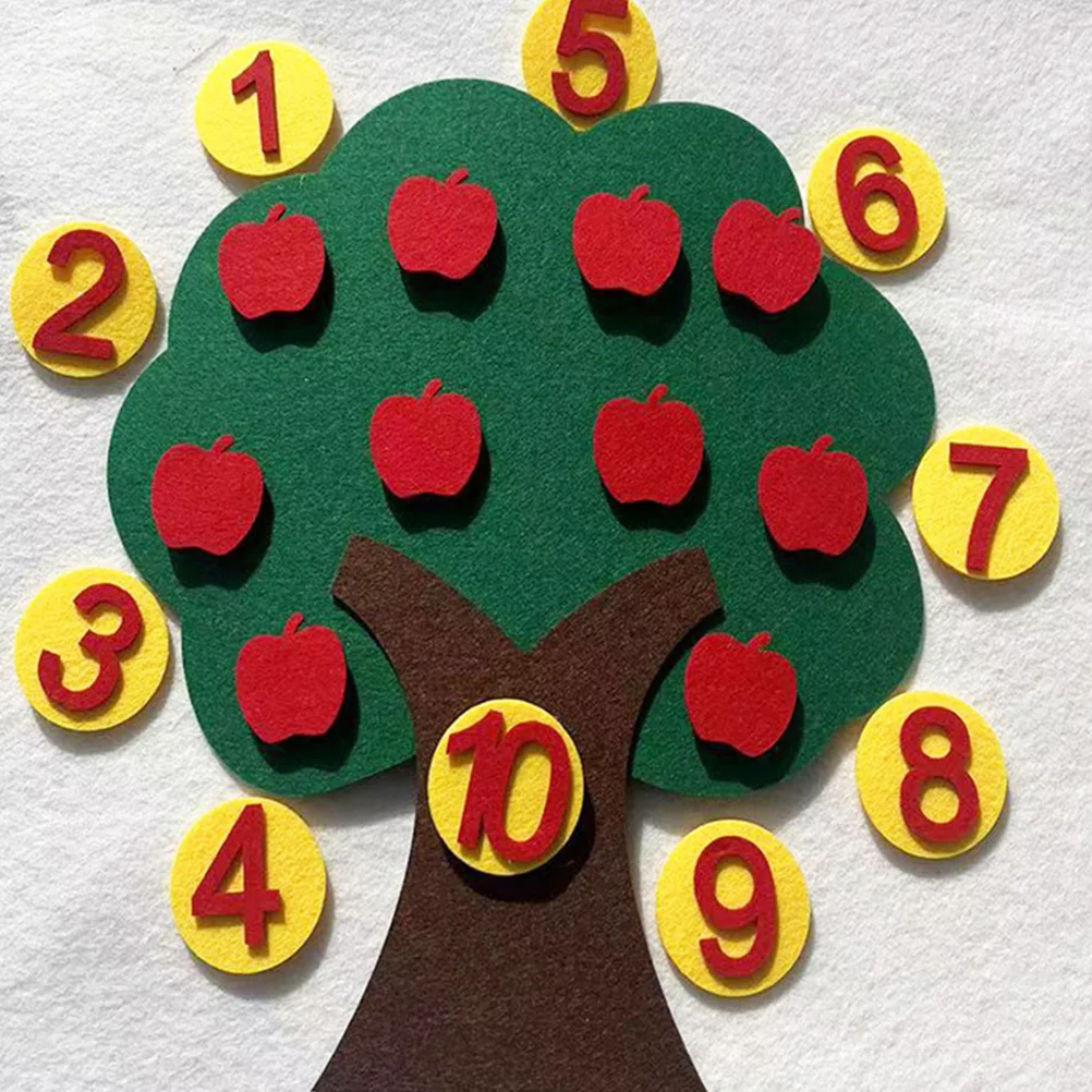 

2 Sets Apple Tree Numbers Counting Apples Game Supply Felt Board Kids Educational Non-woven Math Teaching Aid