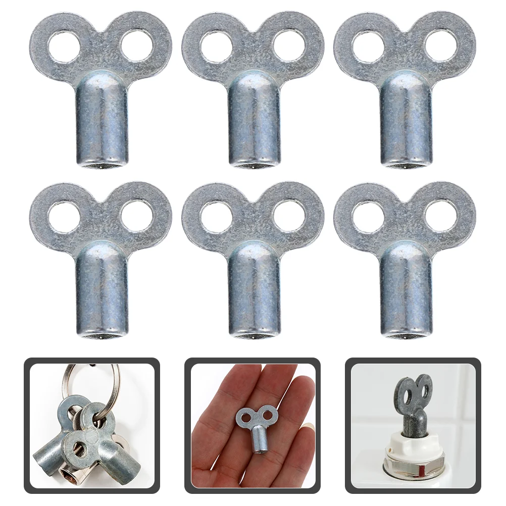 6 Pcs Exhaust Valve Key Heater Radiator Utility Air Gas Household Vent Zinc Alloy Metal Water Bleed Tail Plumbing Keys