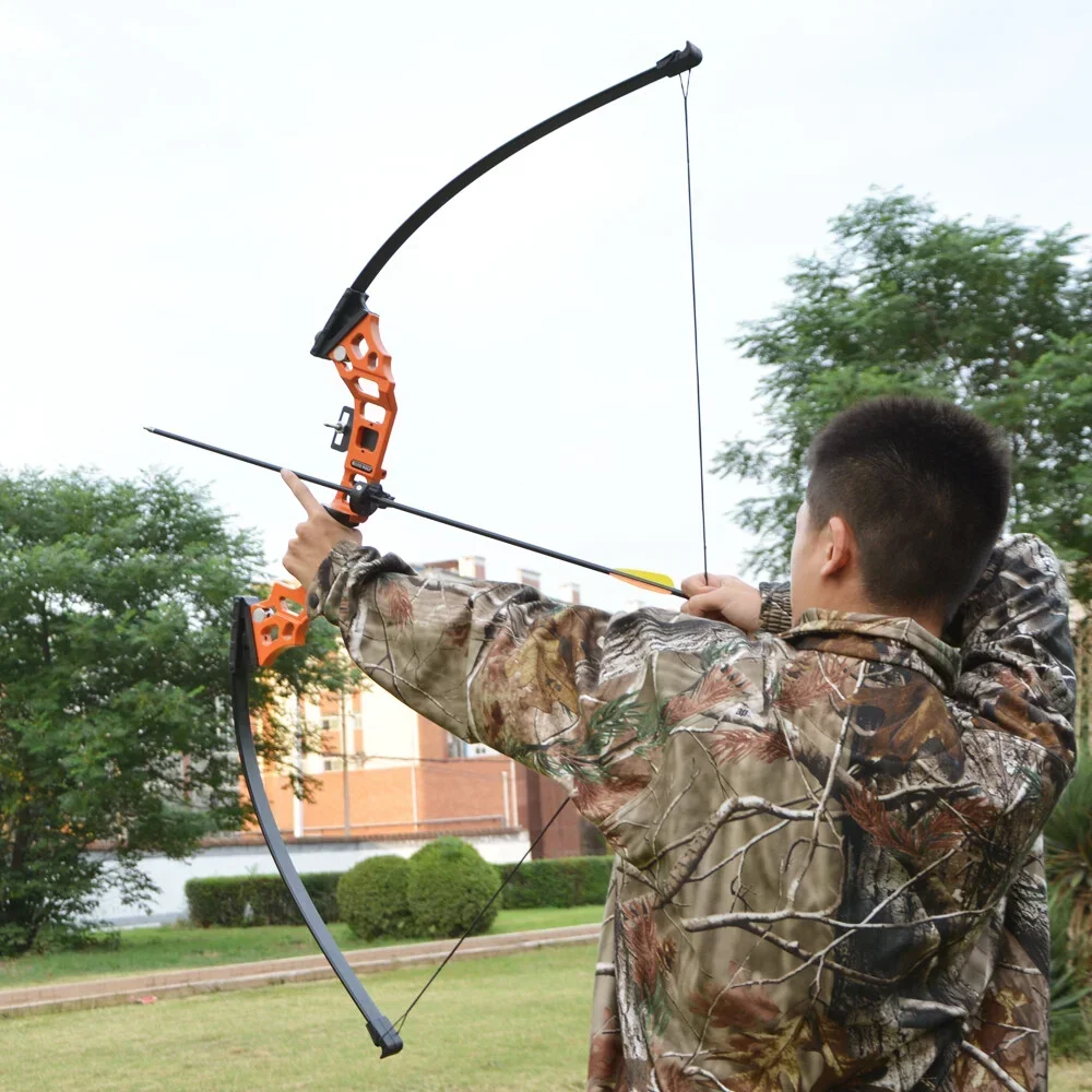 Bowfishing Set 40lbs Recurve Straight Bow Solid Fiberglass Arrows Equipped with Reel for Archery Hunting Fishing Outdoor Shooting Practice