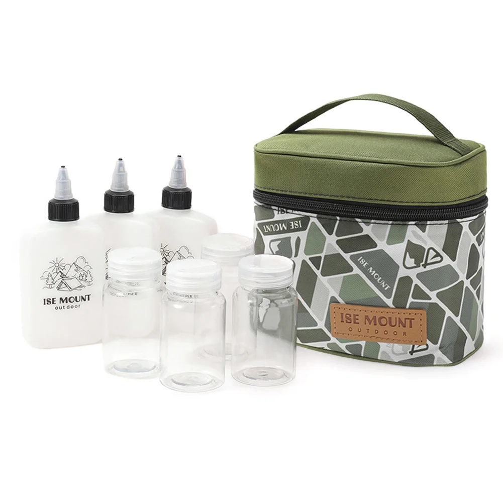 Seasoning Bottle Set Storage Bag Condiment Jars Organizer Camping Seasoning Dispenser Set Picnic Pouch Outdoor Barbecue Utensils
