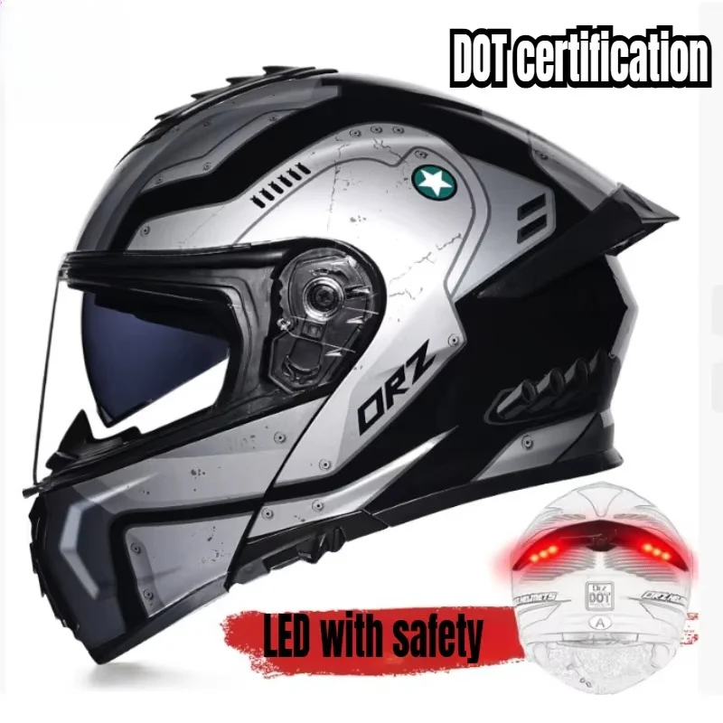 Hots ORZ Motorbike Helmet Unisex Motocycle Helmets Modular Filp Up Full Face Racing Helmet Dual Visors DOT Approved