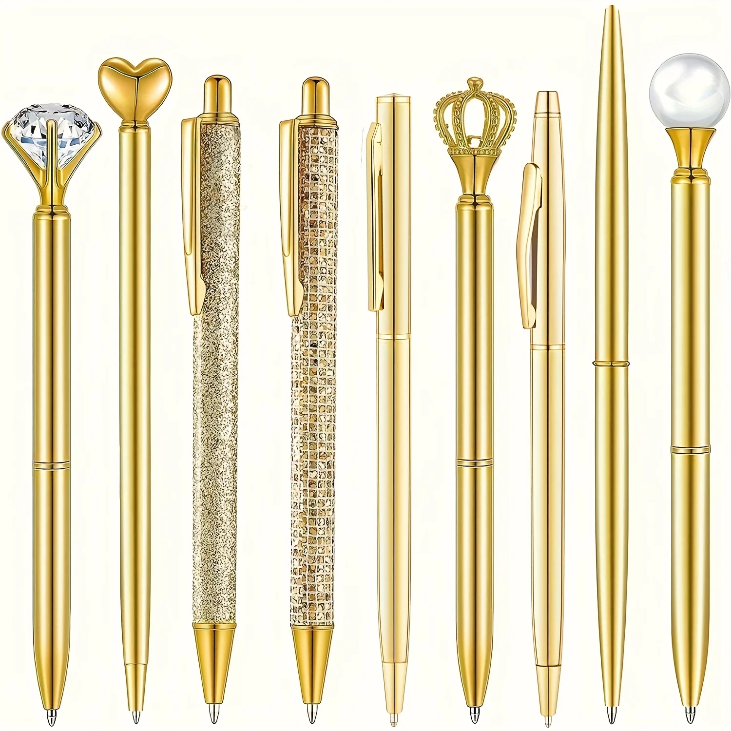 

9шт золотые шариковые ручки, ручки для подписи, металлические ручки, ромбовидные ручки, для письма, свадебных подарков, бизнеса, Рождества