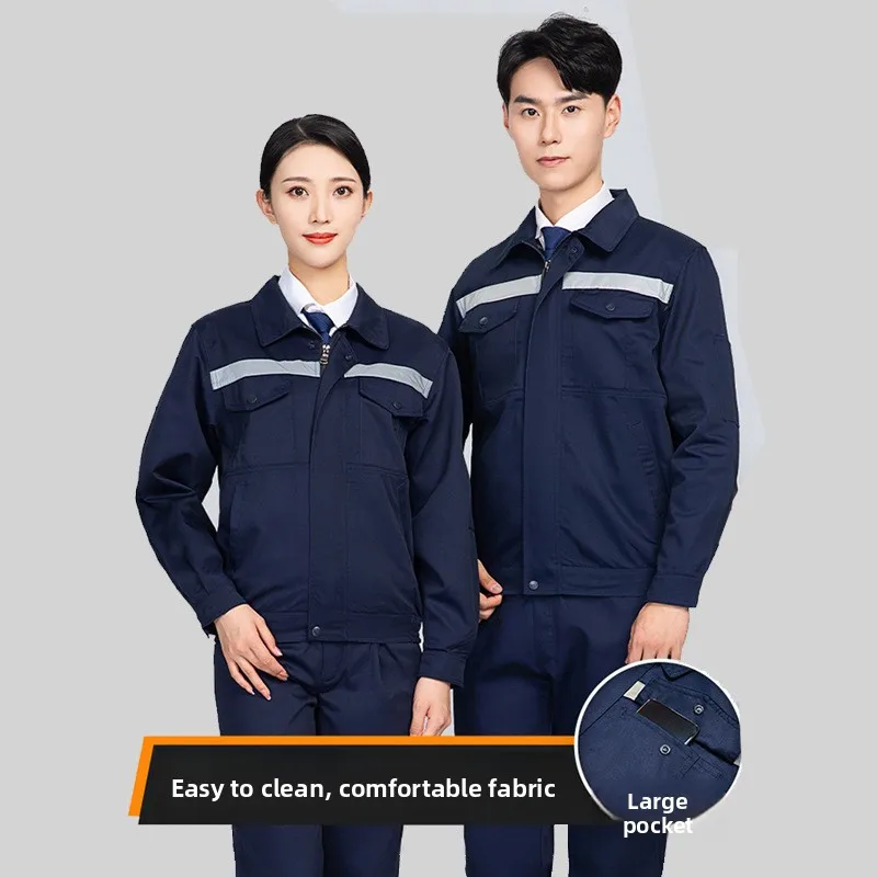 Picture 4: Summer thin short-sleeved work clothes suit men's reflective strip labor protection clothing factory workshop work clothes