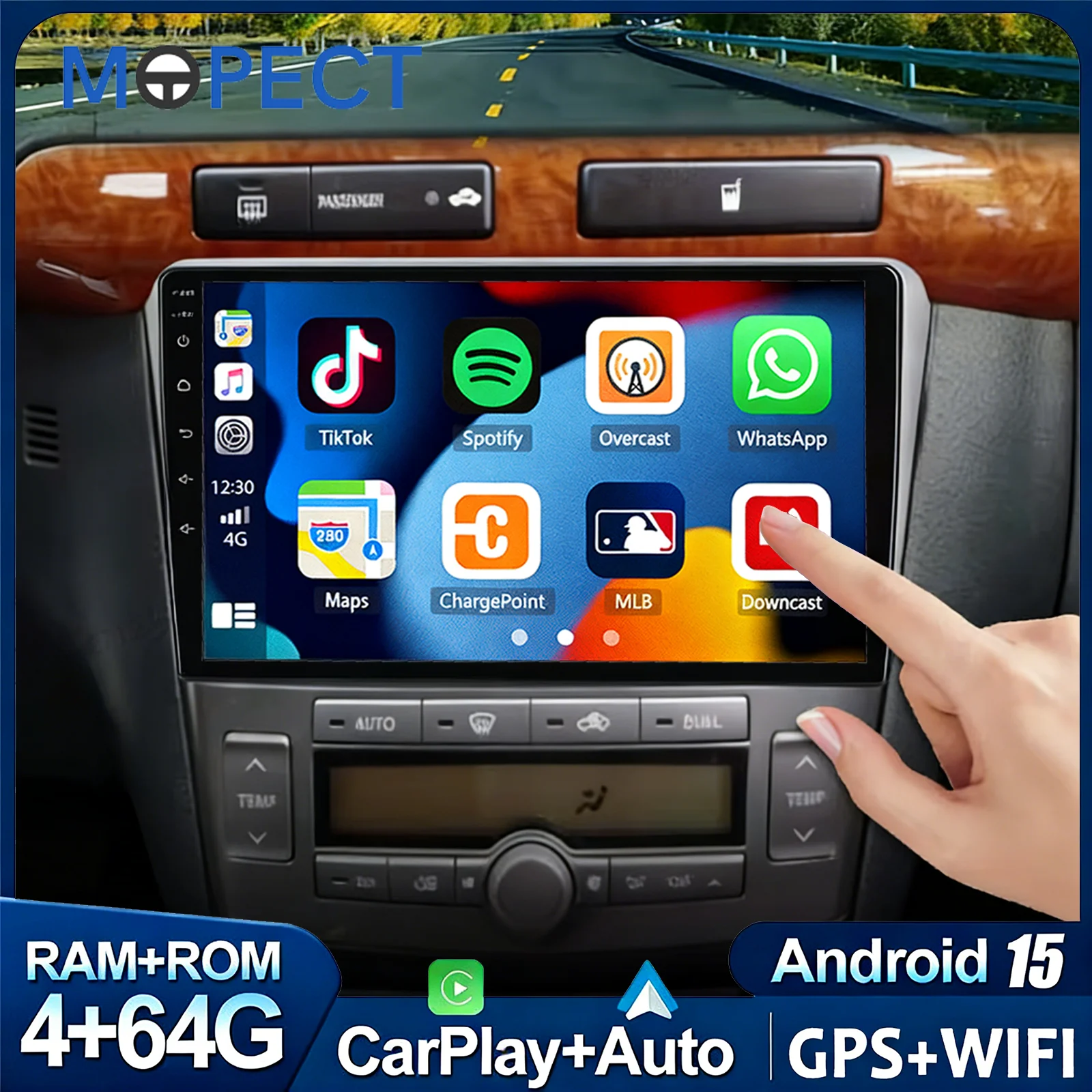 MOPECT DAB+ Für Toyota Avensis T25 2002-2008 Kabelloses CarPlay Android Autoradio GPS IPS RDS FM WiFi BT 4G Multimedia 2 Din DVR