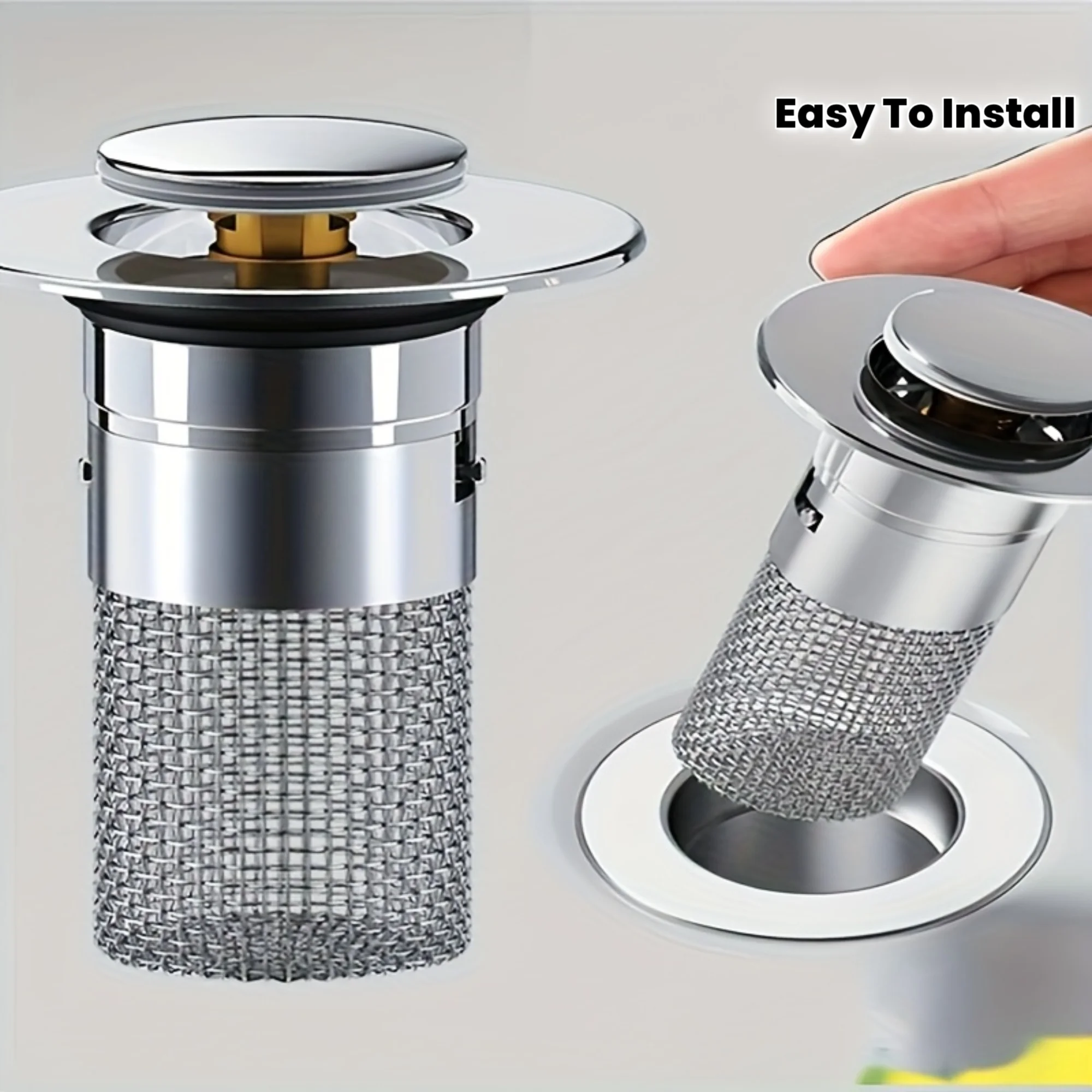 

1PC Stainless Steel Retractable Sink Drain Stopper, Double Layer Hair Filter for Bathtub Shower Kitchen Sink, 304 Mesh 3.4-3.9cm