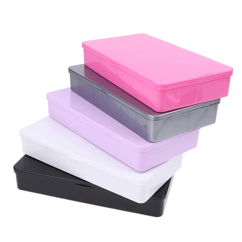 Multifunctional Rectangle Fake Nail Box Nail Tip Empty Box Multicolour Nail Art Case Container Box Acrylic Storage Case 11 Grids