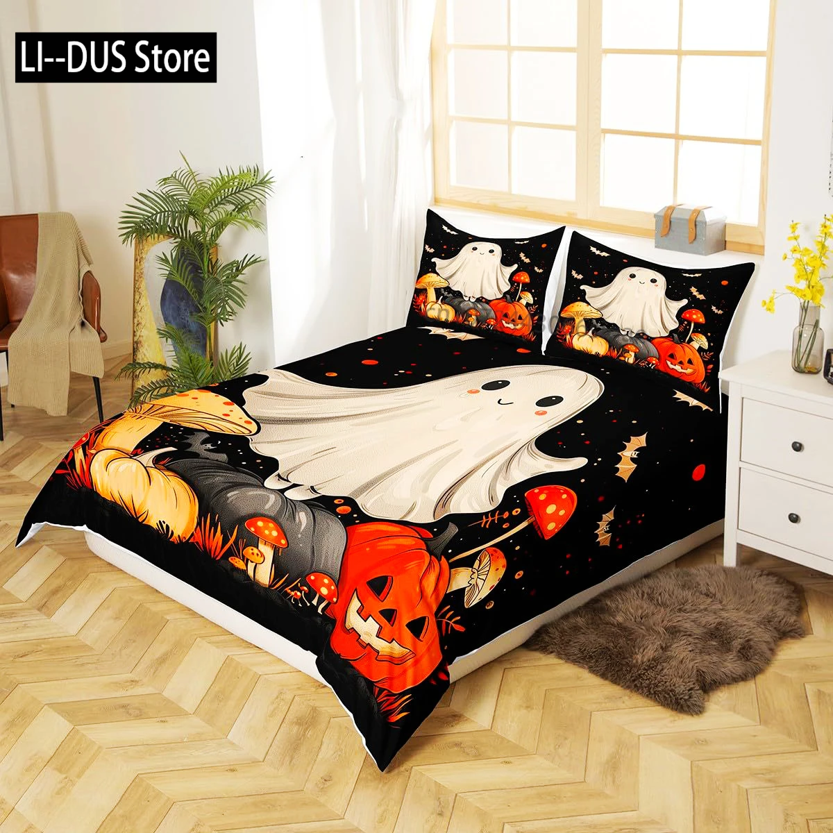 

Pastel Pumpkin Bedding - Spooky Pastel Halloween By patricia_lima - Spooky Ghosts Cotton Sateen Duvet Cover Or Pillow Shams By S