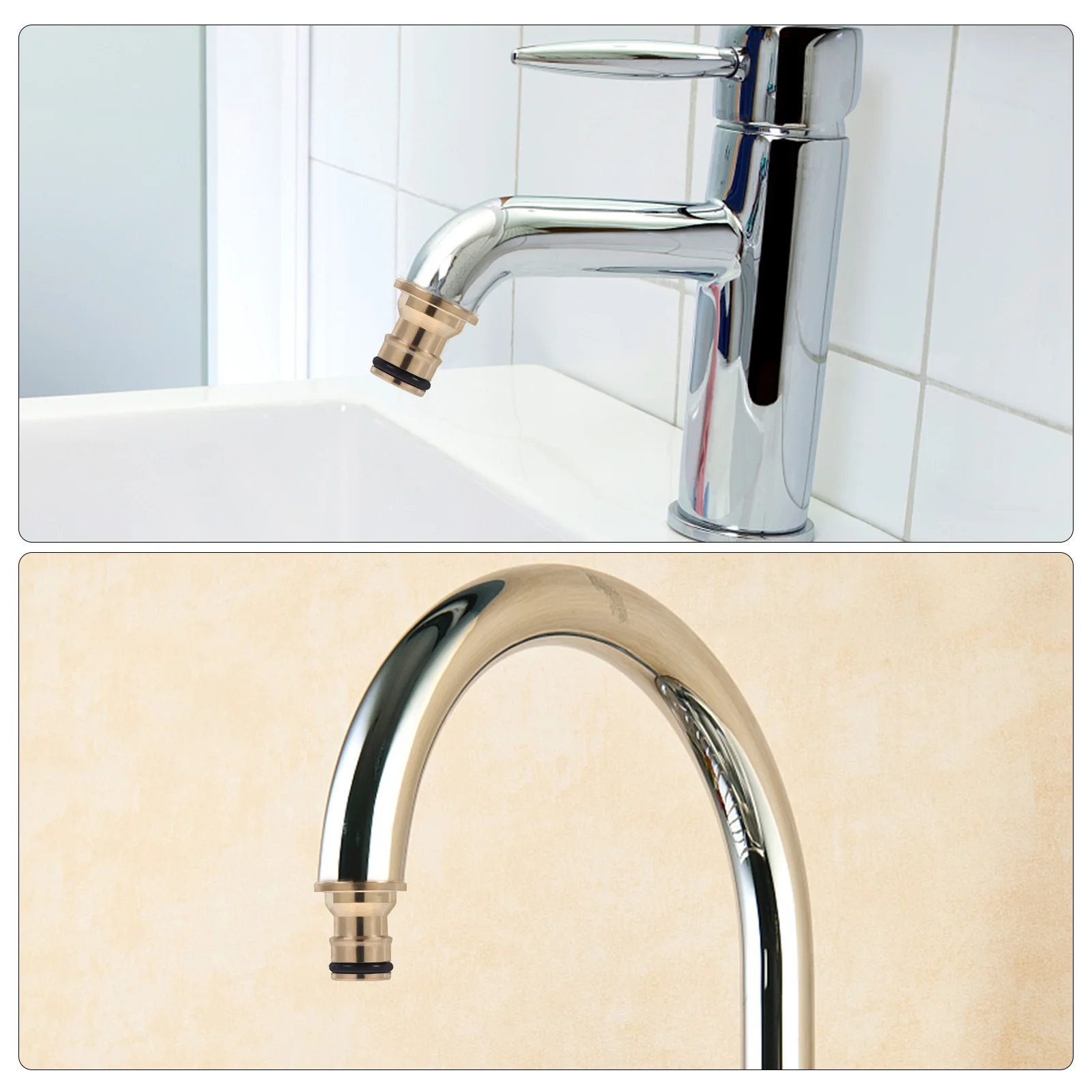 

2 Pcs Copper Sink Connector Fine Tooth Pattern Garden Hose Adapter Fitting Faucet Nozzle Water Pipe Coupler Universal