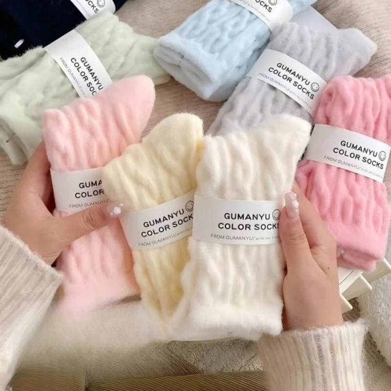 Ourong dicke Socken für Herbst, Winter, Plüsch, Postpartum, Winter, warmes Zuhause, Bodensocken, Plüsch, Schlaf-Damensocken
