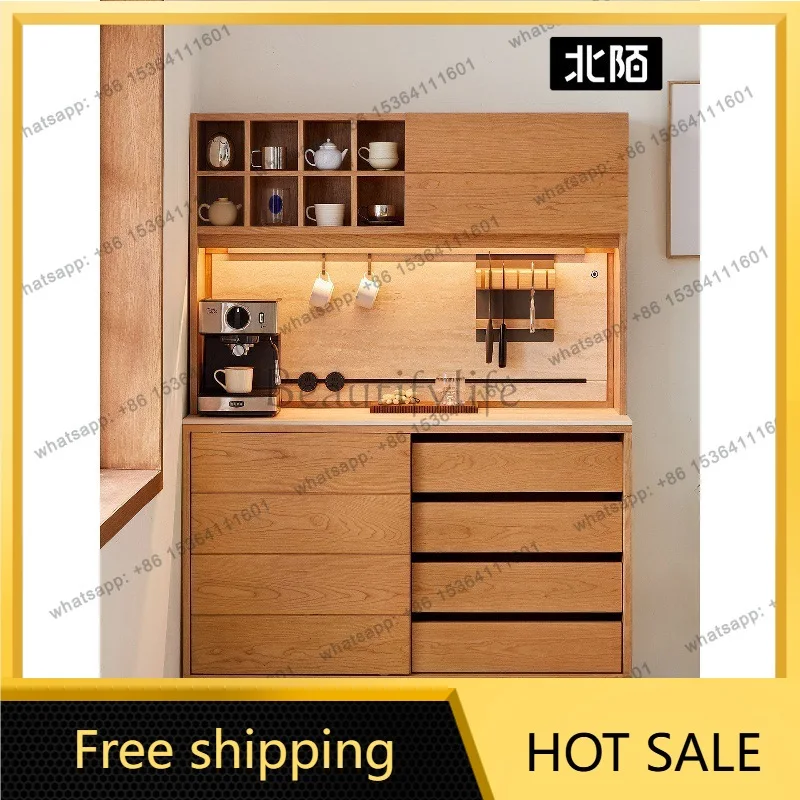 LS side cabinet full cherry wood wall small apartment restaurant slate coffee storage cabinet