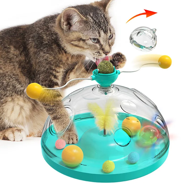 Cat Toy Tower Track Rotating Cat Toy Interactive Cat Intelligence Training Play Pan Tower Pet Supplies Cat Tunnel Catnip