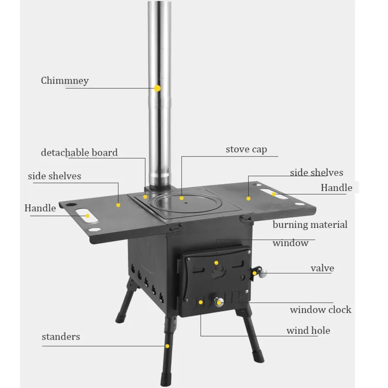 Portable Outdoor Firewood Furnace For Grilling Frying Boiling Outdoor Wood Burning Stove Camping Barbecue Tent Cooking Stove