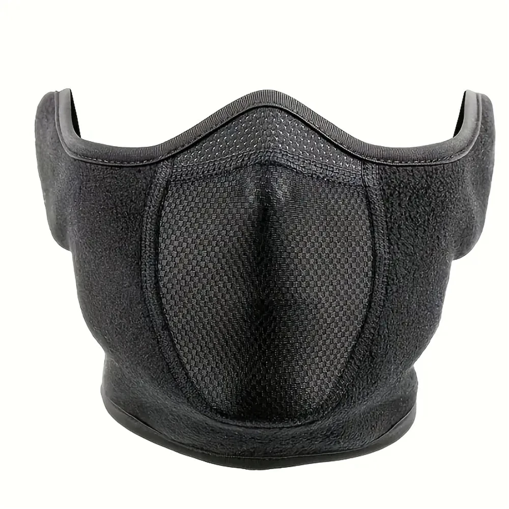 1pcs Winter Windproof Outdoor Fishing Warm Mask Sports Running Cycling Face Cover Polar Fleece Half Mask Ear Protection Black