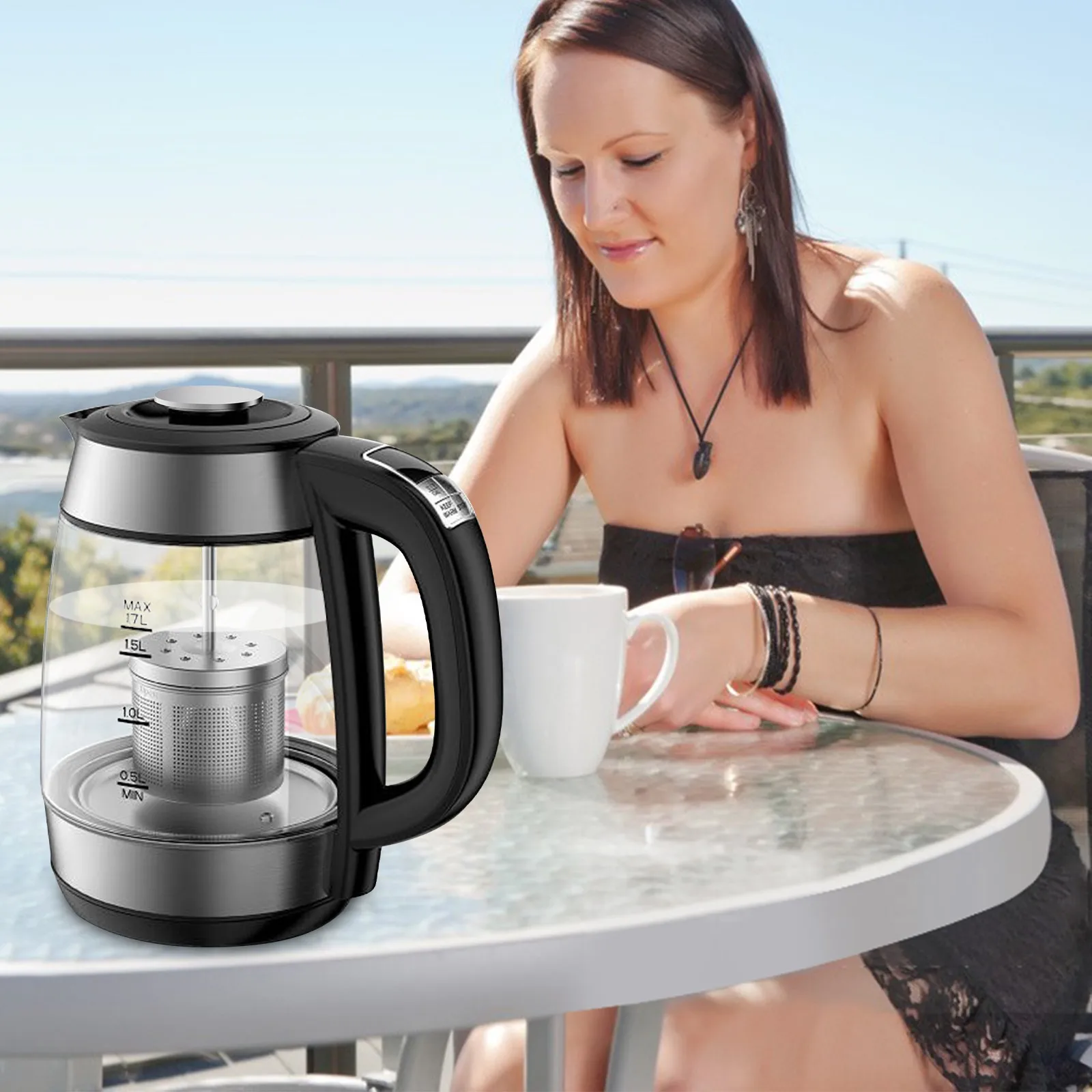 

DEVISIB Electric Kettle Temperature Control 4Hours Keep Warm 2L Glass Tea Coffee Hot Water Boiler Food Grade 304 Stainless Steel