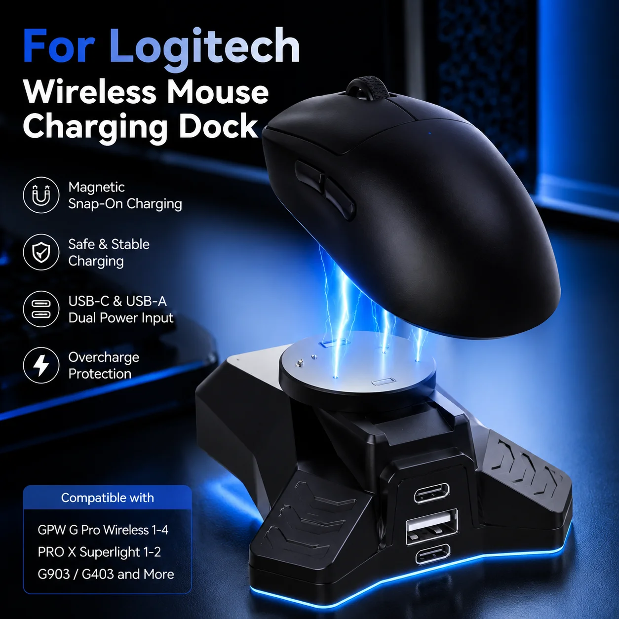 Logitech Mouse G Pro X Superlight - Wireless Mouse Charger Charging Dock for