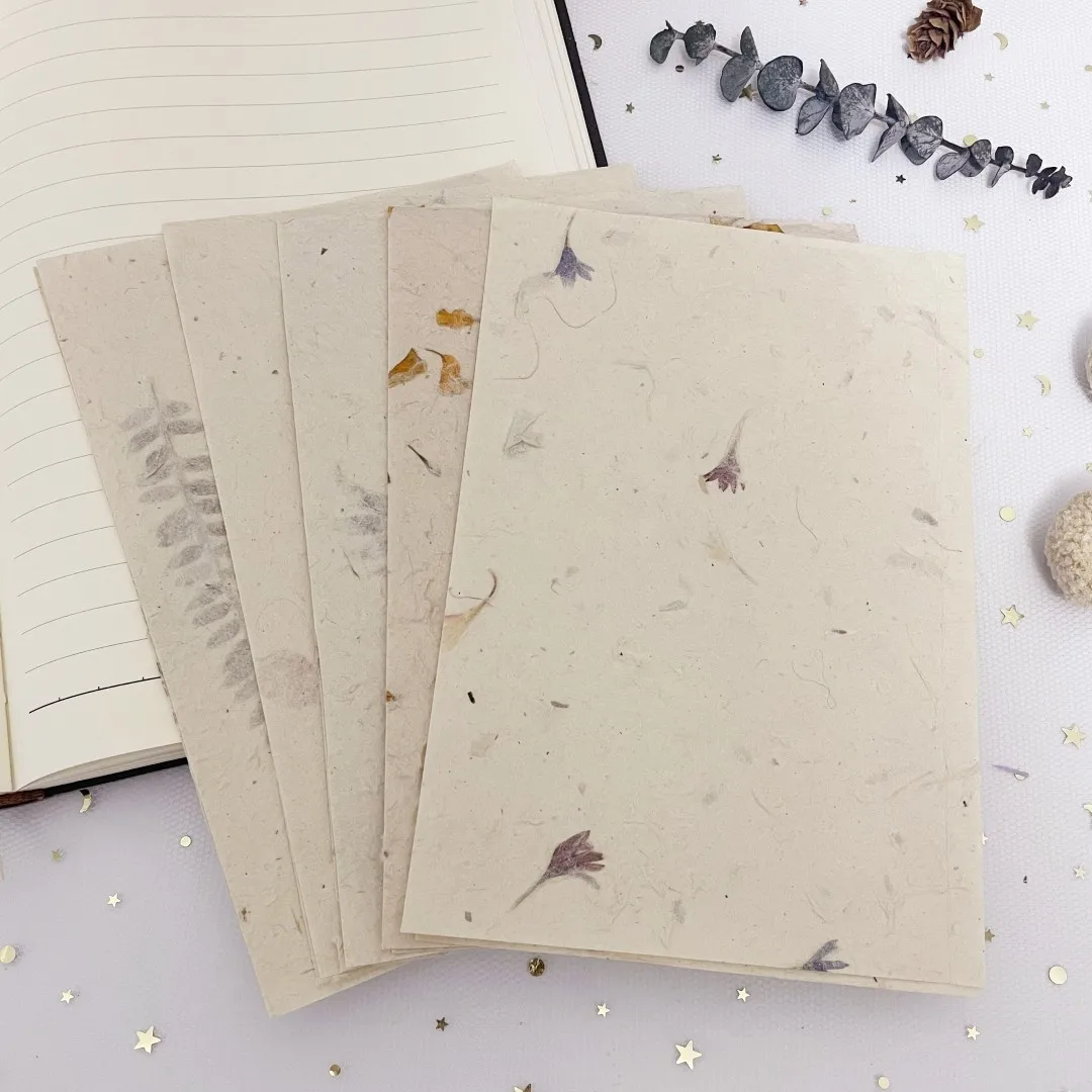 5Pcs Vintage Flower Grass Scrapbooking Art Paper DIY Junk Journal Planner Collage Background Floral Paper Decorate Materials