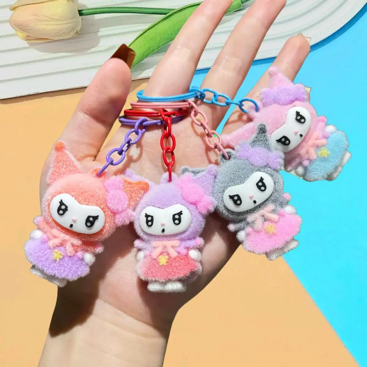 

Плюшевая кукла-брелок Sanrio Kuromi 6 см, милый кулон, аниме-игрушка, плюшевая игрушка, рождественские подарки для детей