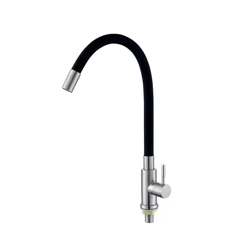 

YYHC-Factory Wholesale Stainless Steel Kitchen Faucet Black Drop Down 360 Degree Rotating Sink Tap Single Cold Water Faucets