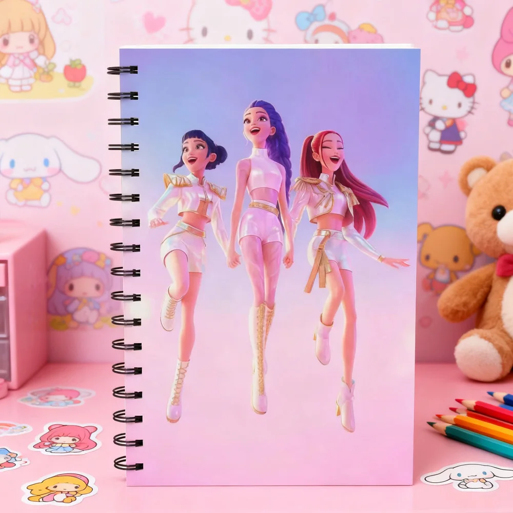 دفتر ملاحظات حلزوني من K-pop Demon Hunters لشخصية الرسوم المتحركة لدراسة الكتابة والهدايا لعشاق القرطاسية واللوازم المدرسية