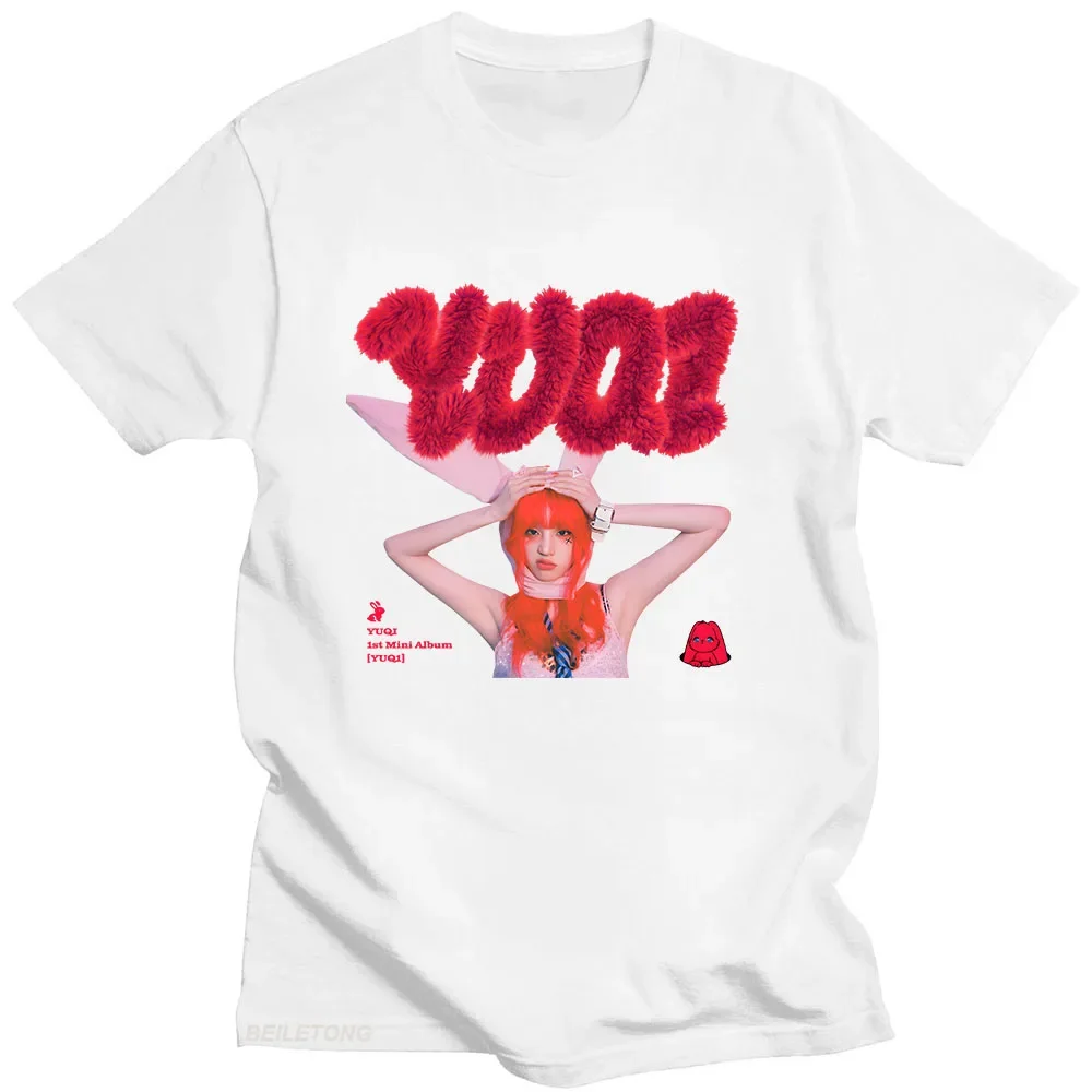 

YUQI 1st Mini Album YUQI1 T-shirt Short Sleeve Aesthetic Clothes Soft Korean Fashion Graphic Printing Tee-shirt Women Tee