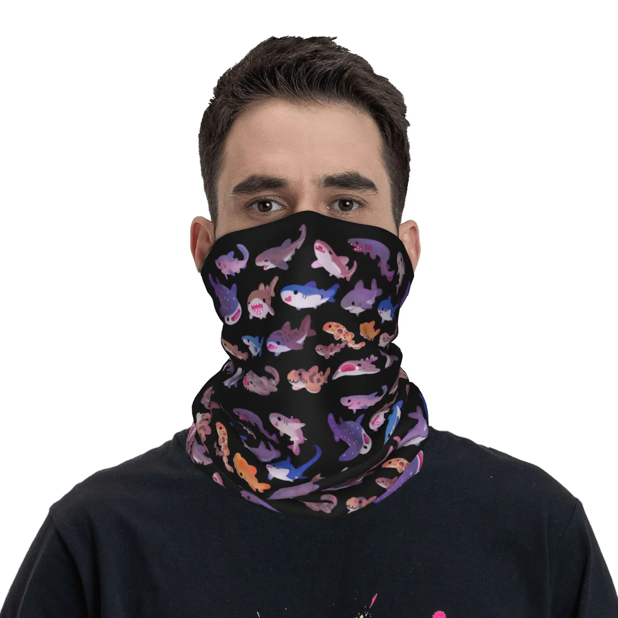 Shark day Bandana Cuello Polaina Impreso Wrap Bufanda Multiuso Sombreros Senderismo Pesca Unisex Adulto Lavable