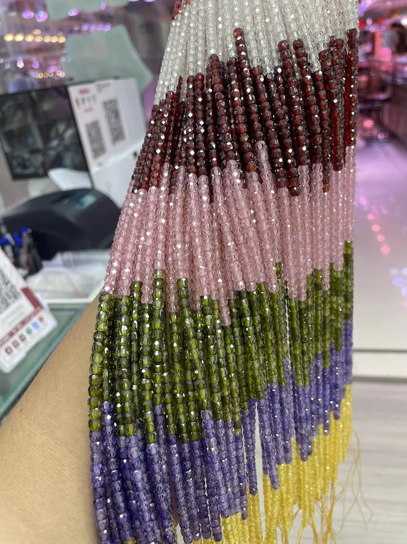 Mezclas facetadas cuadradas de circón de 4-4,5mm para hacer joyería DIY, collar de 38cm, cuentas sueltas al por mayor
