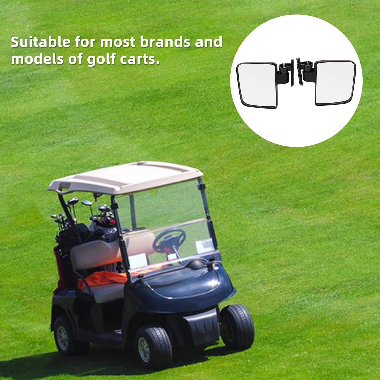 

1 Pair Cart Mirror Replacement Plastic Rearview Mirror For Outdoor Driving Safety Golf Accessories