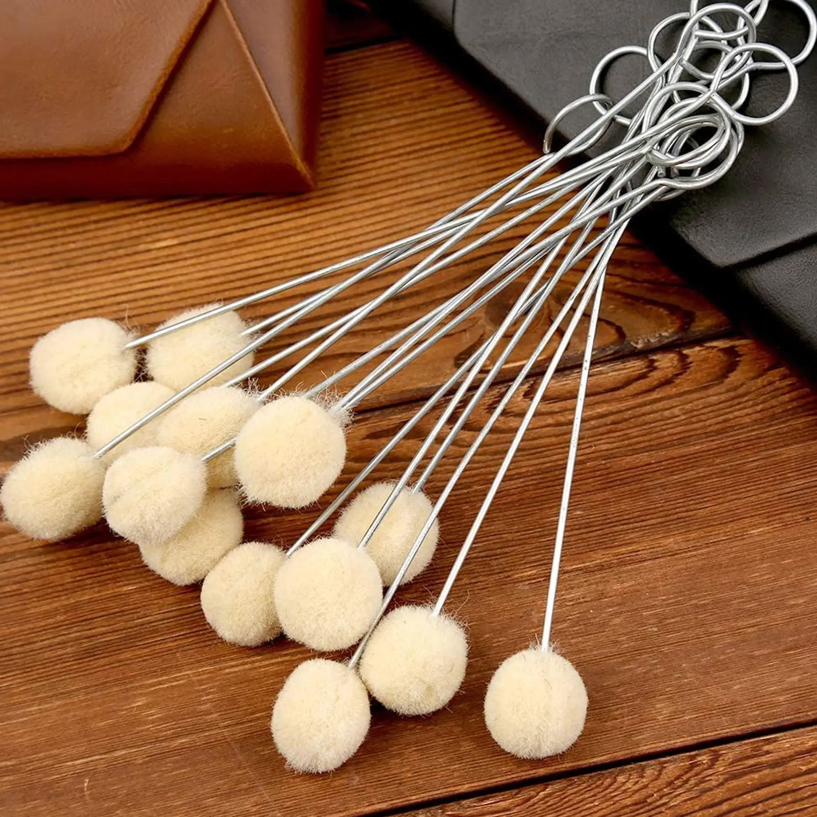 10/50/60 Pcs Wool Daubers Practical Ball Brush Set Dye Tool With Metal Handle For DIY Crafts Projects Contact Cement