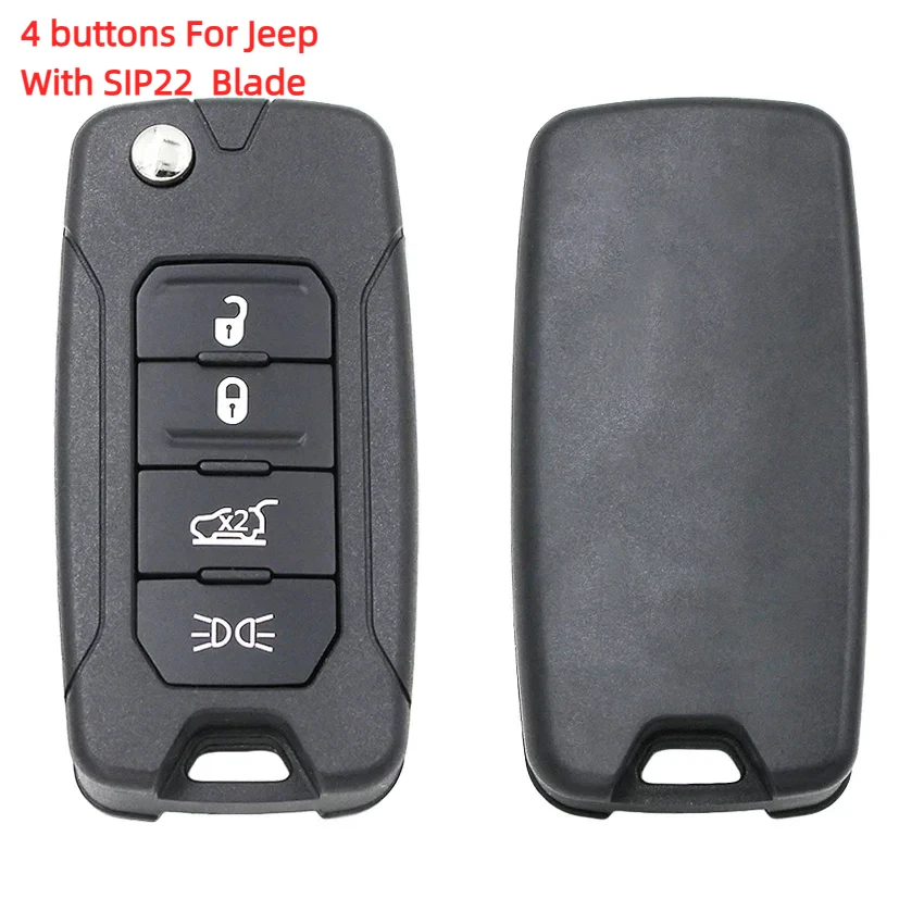 

4 Buttons Folding Flip Remote Car Key Shell Cas for Jeep Renegade 2015 2016 2017 2018 SIP22 Uncut Blade